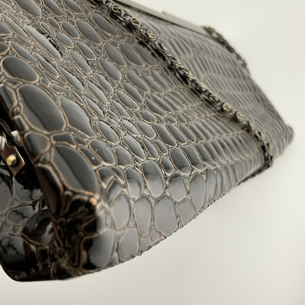 Jessica McClintock Vintage Clutch Patent Leather Crossbody Purse Retro 80s 11 in - Picture 13 of 16